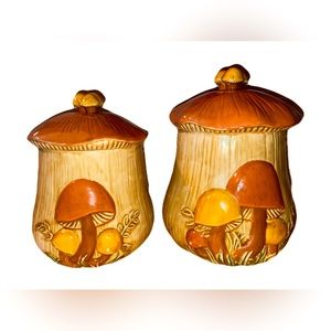 Merry Mushroom Vintage Ceramic Jar matching set 1970’s